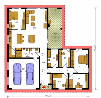 Mirror image | Floor plan of ground floor - BUNGALOW 171